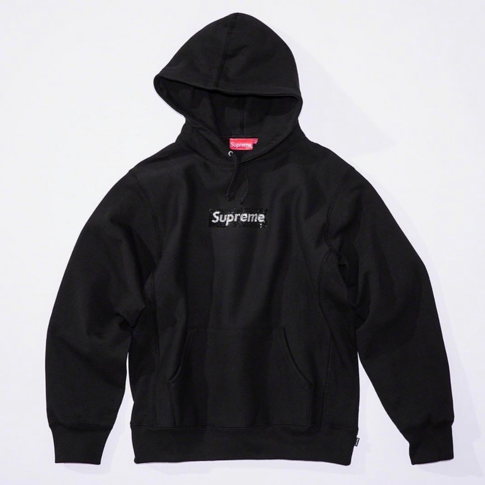 Supreme Swarovski Black Box Logo Hooded Sweatshirt